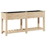 vidaXL Gartenpflanzer mit Regal 161x43x76 cm aus massivem Kiefernholz