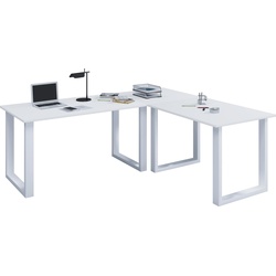 VCM, Schreibtisch, Büromöbel Eckschreibtisch Lona 50 U Alu Weiß (160 x 130 x 50 cm)