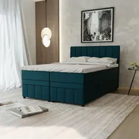 Panda möbel Boxspringbett Doppelbett 140x200, Dunkeltürkis, AVALON, mit Bettkästen,