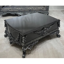 Casa Padrino Luxus Barock Couchtisch Grau / Silber - Prunkvoller Wohnzimmertisch im Barockstil - Barockstil Wohnzimmer Möbel - Barock Einrichtung - Barock Möbel - Luxus Möbel im Barockstil