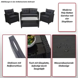 MCW Poly-Rattan Garnitur MCW-F10 Anthrazit