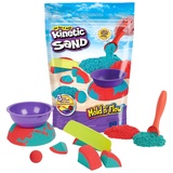 Spin Master Kinetic Sand, Mold N' Flow, 680g roter und türkiser Spielsand, 3 Werkzeuge sensorisches Spielzeug für Kinder und Mädchen, ab 3 Jahren