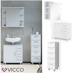 VICCO Badmöbel Set ILIAS Weiß Bad Spiegel Kommode Unterschrank Badschrank