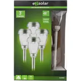ez solar Wegeleuchte Edelstahl/Glas 41,0 cm 4er Set schwarz