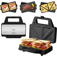 HOMELUX Sandwichmaker 1000W, 3-in-1 Sandwichtoaster Waffeleisen Kontaktgrill, Multifunktionsgerät mit Antihaftbeschichtung Abnehmbare Platte, Temperaturkontrolle Leichte Reinigung BPA frei, Silber