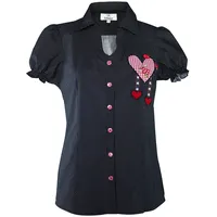 Edelnice Trachtenbluse gepunktet schwarz 32