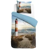 Traumschlaf Mako-Satin Leuchtturm bunt 135 x 200 cm + 80 x 80 cm