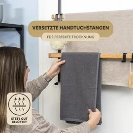 ELUNO Tür-Hängeregal Metall/Bambus Schwarz
