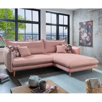 Ecksofa Lounge Wohnlandschaft Sofa Stoff rosa Blumen Lazio Couch Skandinavisch