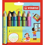 Stabilo woody 3in1 Wachsmalstift sortiert, 6er-Set (8826-2)