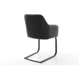 DeLife Freischwinger Greg-Flex Echt-Leder Schwarz Freischwinger flach Schwarz Taschenfederkern