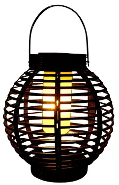 Solar Laterne 21x23cm 32LED mit Henkel Flammeneffekt  - schwarz