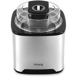 H.Koenig Eiscmaschine SRB80, Fassungsvermögen 2L, 12 W, Edelstahl, 30 bis 40 min Zubereitungszeit, Schnell, Automatischer Stopp, Transparenter Deckel
