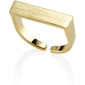 Namana Einfacher Steg-Ring für Frauen, offener Goldring mit gebürstetem Finish, verstellbarer Damenring, mattes Finish 14 Karat vergoldet, Gold Ring für Damen,