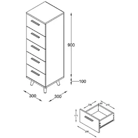 VCM Badmöbel Kommode Schubladen Landos M