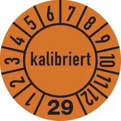 König Werbeanlagen Dreifke® Jahresprüfplakette, kalibriert, orange/schwarz, Folie, - 10 mm Folie selbstklebend