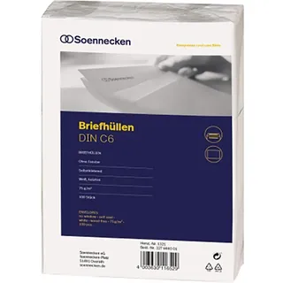SOENNECKEN Briefhülle 1321 C6 75g oF sk hf weiß 100 St./Pack.
