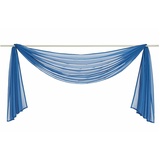 Ricemru Extra Lang Querbehang Freihanddeko Saphir Blau Vorhangschal Transparentem Voile Querbehang Gardine Schals Hochzeit Bogen Dekoration Wohnzimmer Schlafzimmer,140x500cm