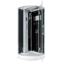 AcquaVapore Dampfdusche D37-23R3-ALL Dusche Dampfdusche Duschkabine -TH, Sicherheitsglas ESG, Höhenverstellbar, Gehärtetes Glas, Integrierte Massagedüsen, Multimedi schwarz