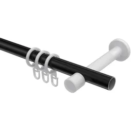 Interdeco GARDINENSTANGE Prestige Tanara 240 cm (geteilt in 2 x 120 cm), 1-läufig, 20 mm Ø Schwarz