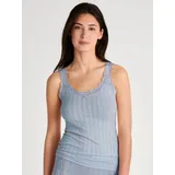 CALIDA Etude Toujours Tank Top Damen, mit Swiss+Cotton-Gütesiegel, edle Nadelstreifen-Optik, mit Spitze, Nadelstreifen-Design, Cotton-Mix, elastisch