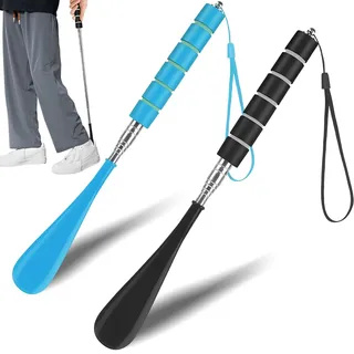 Teleskop Schuhlöffel,2 Stück Schuhlöffel Lang Kunststoff Ausziehbarer Schuhlöffel Edelstahl Langer SchuhlöFfel mit Ergonomischer Form Stretchlänge 29-70 cm für Herren Damen Kinder Senioren
