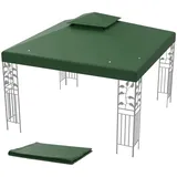 COSTWAY 3x3m Ersatzdach für Pavillon, Pavillondach Ersatzbezug mit Kamindach & Klettverschlüssen (Grün)