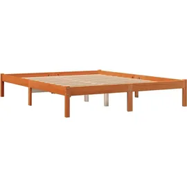 vidaXL Massivholzbett ohne Matratze Wachsbraun 160x200 Kiefernholz