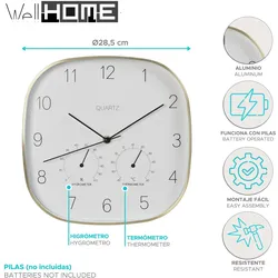 WellHome - Wanduhr mit Goldrahmen Ø28,5x4cm