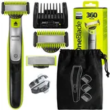 NEU Philips OneBlade 360 QP2830 Rasierer Schwarz Grün mit Reiseetui Bartkörper