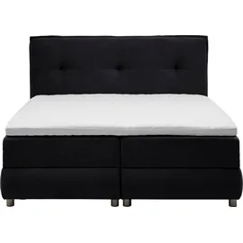Atlantic Home Collection TILO Boxspringbett inklusive Topper (Härtegrad H2) und Stauraumfunktion beidseitig, schwarz, 200 x 200 cm