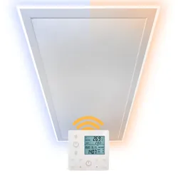 Heidenfeld Infrarot-Deckenheizung HF-HP500 mit Licht, 390-800Watt, 3-20m2, Fernbedienung, LED-Rahmen (800 Watt, Wechselbar)
