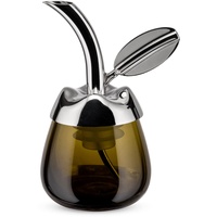 Alessi "Fior d' olio" Olivenölkoster aus Glas mit Ausgiesser aus Edelstahl 18/10 glänzend poliert und thermoplastischem Harz, 6 x 8.5 x 5 cm
