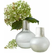 Loberon Vase 2er Set Nazira - weiß/silber