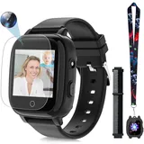 Mingfuxin 4G Smartwatch für Kinder, wasserdichte Kinder Smart Watch Telefon Uhr mit GPS-Tracker, WLAN Video Telefonanruf, SOS, Schrittzähler, Kamera, Schulmodus, Geo-Zaun für 4–12 Jungen Mädchen