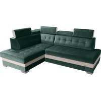 Robin Paris Ecksofa mit Schlaffunktion Bettkasten 5 Verstellbare Kopfstützen Sofa L-Form Schlafsofa Freistehende Eckcouch Schlafcouch Wohnzimmerm... - Grün/Creme