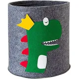 Wäschekorb Aus Filz – Dinosaurier, Babykorb, Runder Aufbewahrungskorb, Faltbar, Für Büro, Schlafzimmer, Kleidung, Bücher