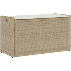 vidaXL Outdoor-Sitzbank mit Stauraum und Kissen Beige 100 cm