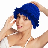 Badekappe Damen Mädchen Badehaube Silikon Schwimmkappe Nicht Wasserdicht Bademütze Stretch Schwimmhaube Ohrenschutz Swimming Cap Retro Badehüte Duschen Pool Schwimmmütze für Lange Haare Strand