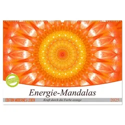 Energie - Mandalas in orange (Wandkalender 2025 DIN A2 quer), CALVENDO Monatskalender