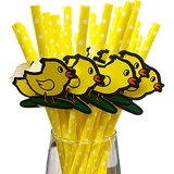 30 PCS Ostern Dekor Papier Strohhalme zum Trinken Strohhalm für Party Supplies, Ostern, Saft, Shakes, Smoothies, Kuchen Pop Sticks (Küken)