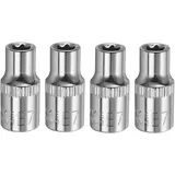 QUARKZMAN 1/4" x E7 Torx Bit Set, 4 Stück Torx Nuss Set Schrauber Sechskant Steckschlüsseleinsätze, Antrieb Tiefnuss Stern-Stecknuss für Auto Reparaturen Hauswartung DIY Handarbeit
