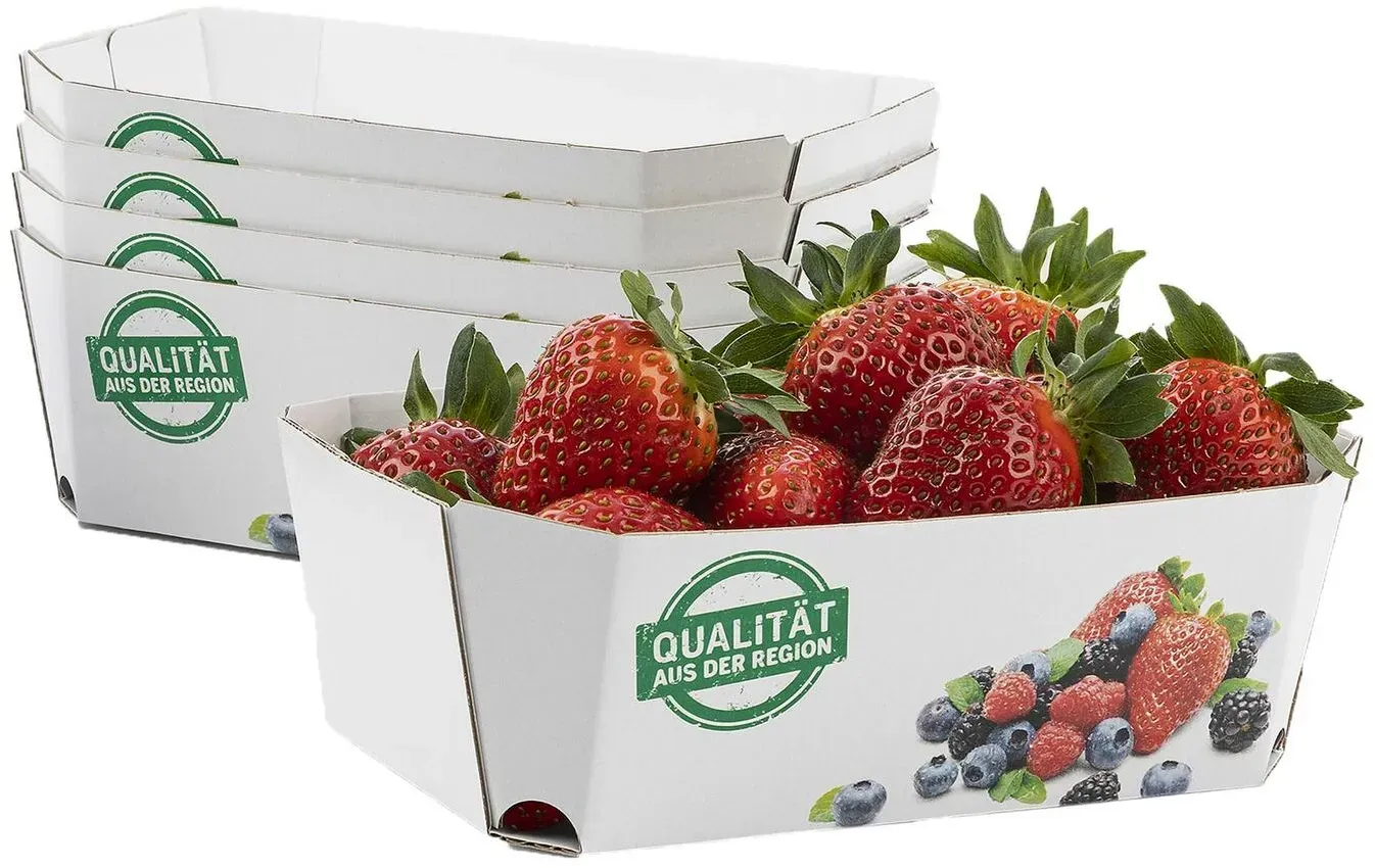 Beerenschalen aus Pappe 159x95x60mm mit Neutraldruck für 500 gr., 350 Stk.