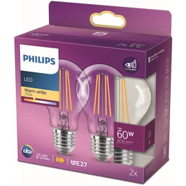 Philips LED-Leuchtmittel E27 Glühlampenform 7 W 2er Set 10,4 x 6 cm (H x Ø)
