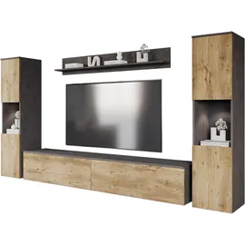 INOSIGN Wohnwand »PARIS, Vitrine Türanschlag links/rechts wechselbar« Komplett-Set, 4 Stk. tlg., grau