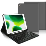 IVEOPPE Tastatur iPad 9. Generation, iPad 10.2" Tastatur mit Hülle (iPad 9./8./7. Generation), Magnetisch Abnehmbarer mit QWERTZ Tastatur für iPad Air 3 und iPad Pro 10.5, Greu