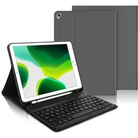 Tastatur Hülle für iPad Air 2019(3. Gen),iPad 9.Gen,8.Gen, 7.Gen 2021/2020/2019 (10.2), iPad Pro 10,5 2017,Drahtlose Bluetooth -Verbindung QWERTZ iPad Tastatur mit SchutzHülle/Pencil Halter,Greu