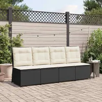 vidaXL Garten-Lounge-Set mit Kissen schwarz