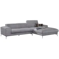 W.Schillig Ecksofa piedroo, Designsofa mit tollem Sitzkomfort, bequem und elegant, L-Form, Kopfteilverstellung, wahlweise mit Sitztiefenverstellung, Breite 303cm grau