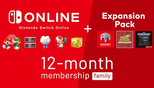 Nintendo Switch Online + Erweiterungspaket Mitgliedschaft 12 Monate (Familien)